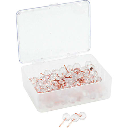 U Brands Sphere Push Pins Clear with Rose Gold Prong 100 Count 3089U06 24   0.44 Shank 0.38 Head ... | Office Depot and OfficeMax 
