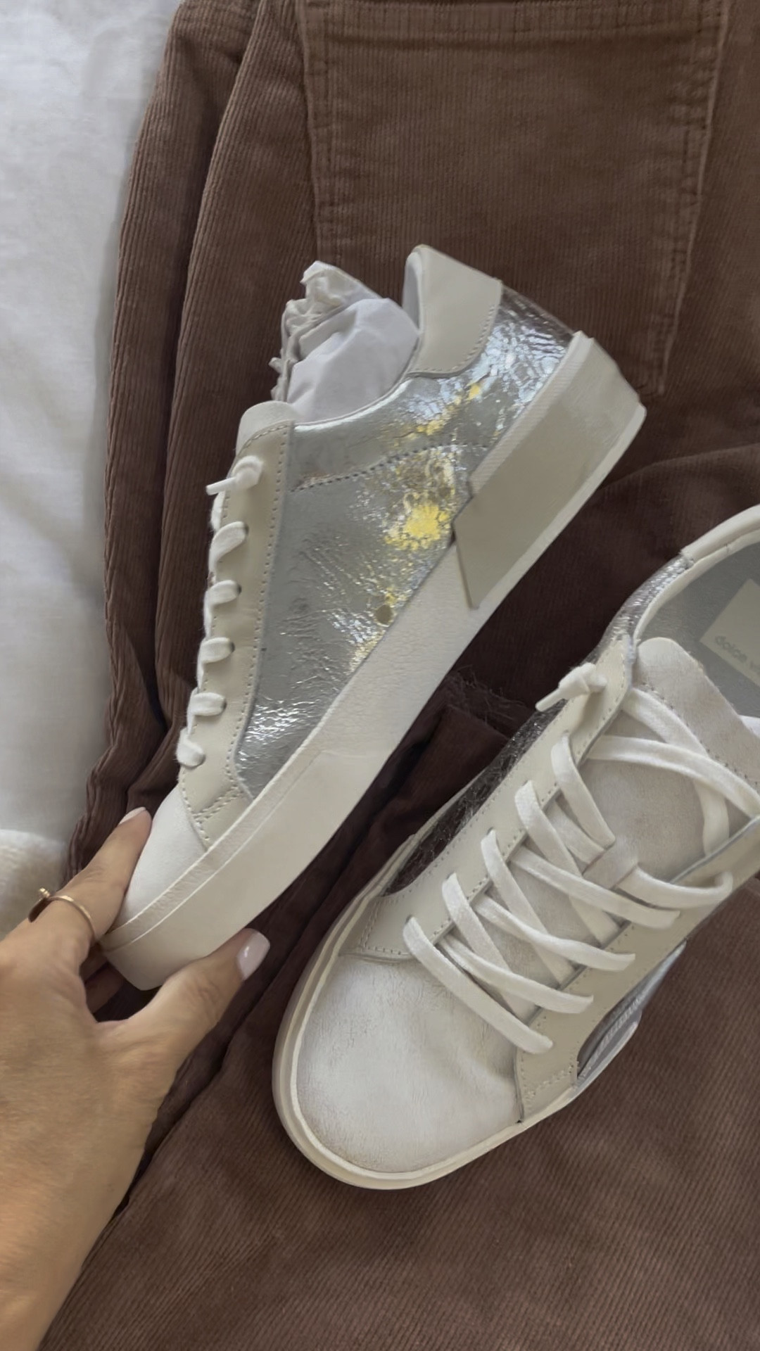 Dolce Vita Low Top Zena Sneakers in Chrome distressed leather. So comfy, no socks needed! 

#LTKshoecrush