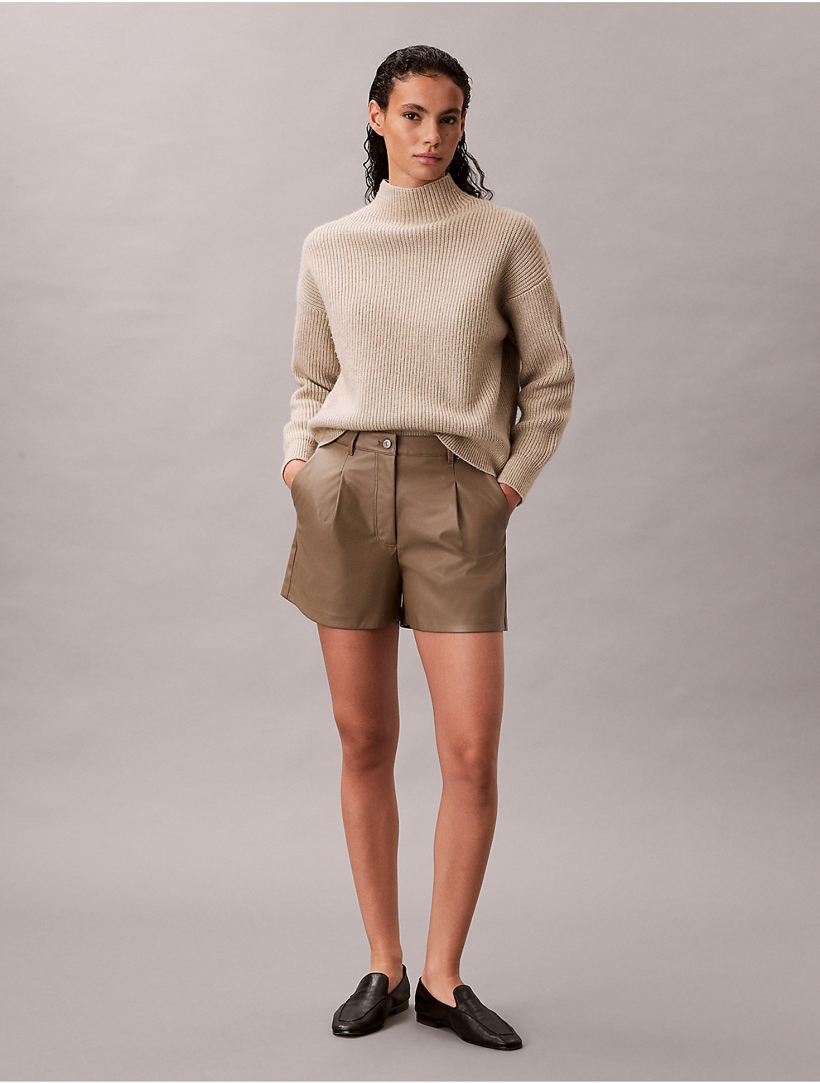 Calvin Klein Women's Faux Leather Shorts - Brown - 2 | Calvin Klein (US)