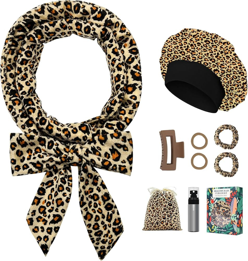 No Heat Overnight Curl Headband - 70" Soft Ribbon Wrap for Long Hair, 9 PCS Curling Rods Set - Le... | Amazon (US)