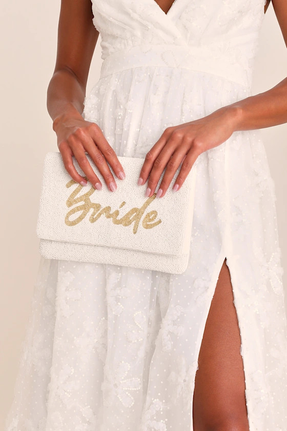 Bride To Bead White & Gold Beaded Clutch | Lulus (US)