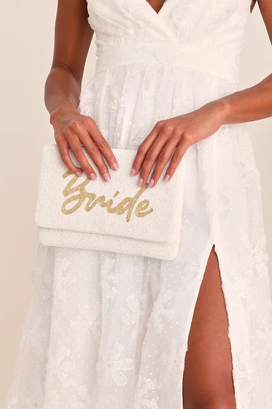 Bride To Bead White & Gold Beaded Clutch | Lulus (US)