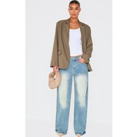 Olive Seam Detail Structured Oversized Blazer | PrettyLittleThing US