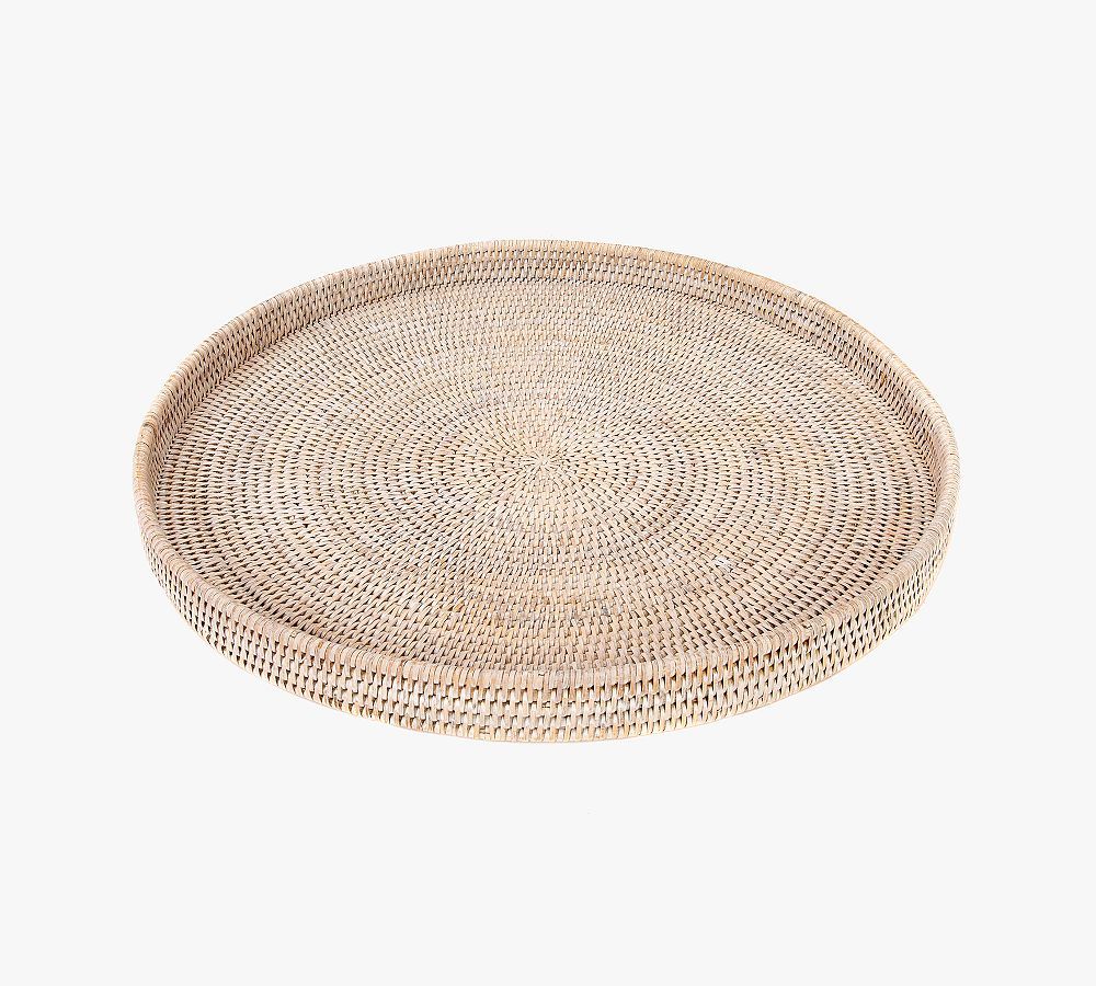 Tava Handwoven Rattan Round Serving Tray | Pottery Barn (US)