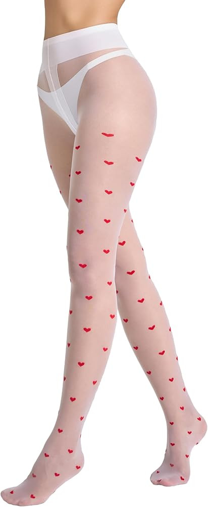 LABELLA 40D Heart Patterned Tights,Semi-Opaque Pantyhose With 3D Heart Design,Holds Shape Perfect... | Amazon (US)