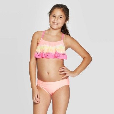 Girls' Flounce Bikini Swimsuit Set - Cat & Jack™  Pink | Target