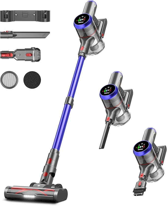 Cordless Vacuum Cleaner, 550W 45kPa 65Mins Vacuum Cleaners for Home with LED Display, Self-Standi... | Amazon (US)