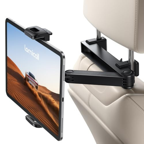 Lamicall Car Headrest Tablet Holder - [Lockable] [3 in 1 Extension Arm] Upgrade Tablet Mount for Car Backseat, Gifts Road Trip Essentials for Kids, for iPad Pro, Air, Mini, Fire HD, 4.7-13" Tablets | Amazon (US)