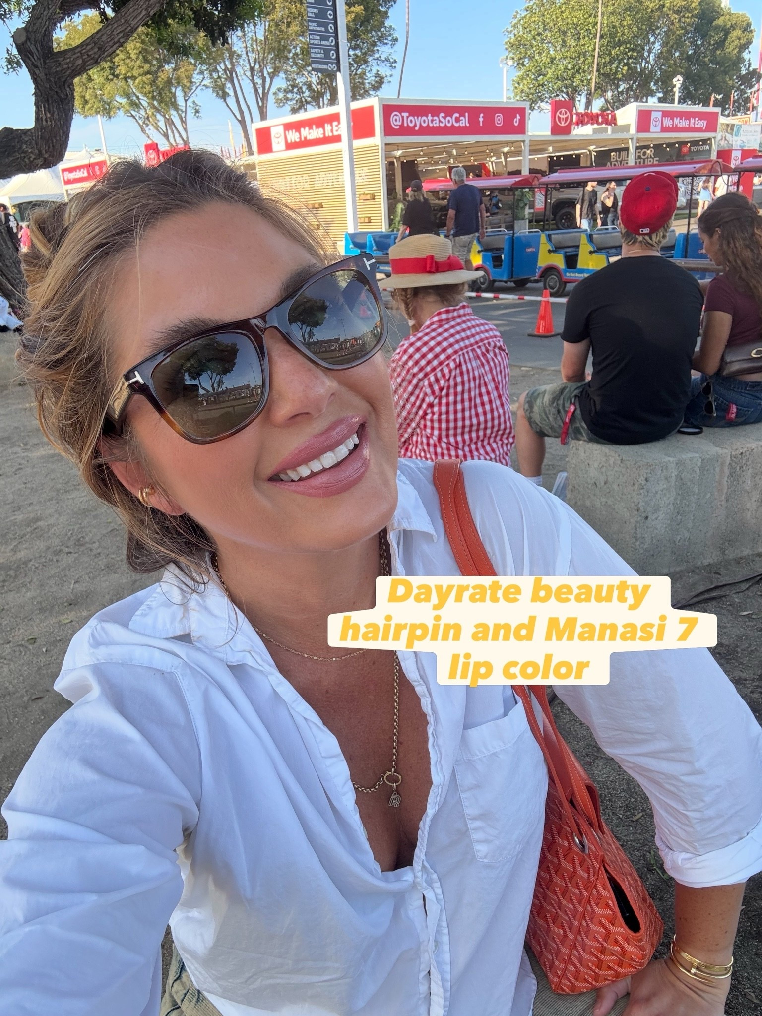 Power pin for French twist
Lip potion in Kisuge 
Sunglasses Tom Ford 
Shirt: medium

#LTKdayinmylife #LTKBeauty