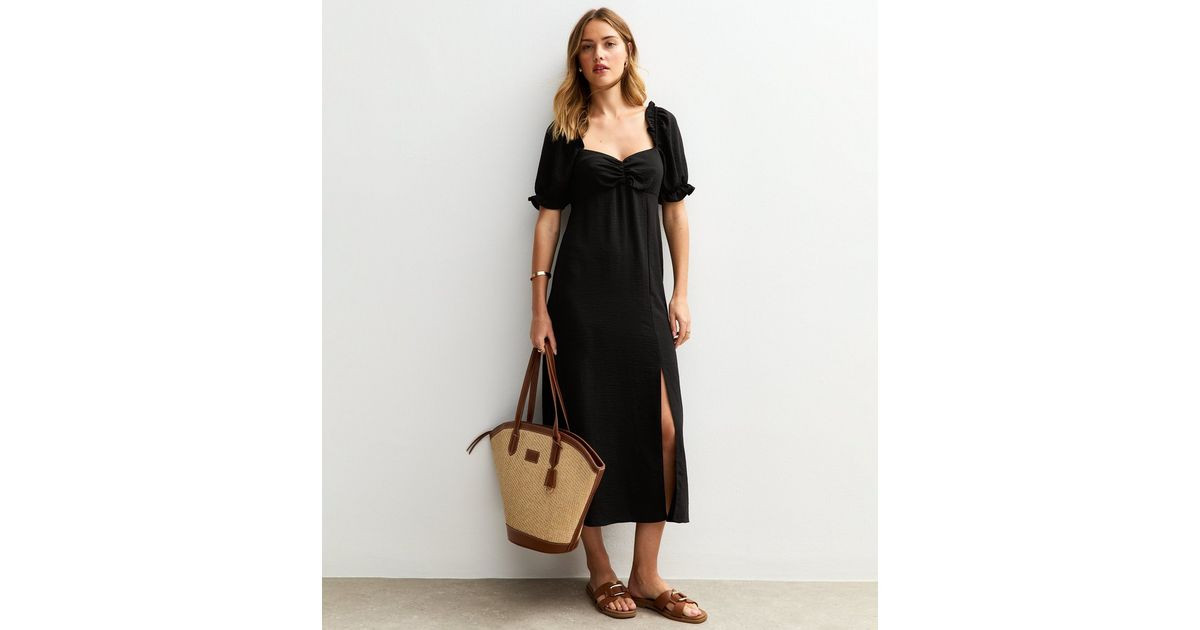 Black Milkmaid Puff Sleeve Midi Dress
						
						Add to Saved Items
						Remove from Saved Ite... | New Look (UK)