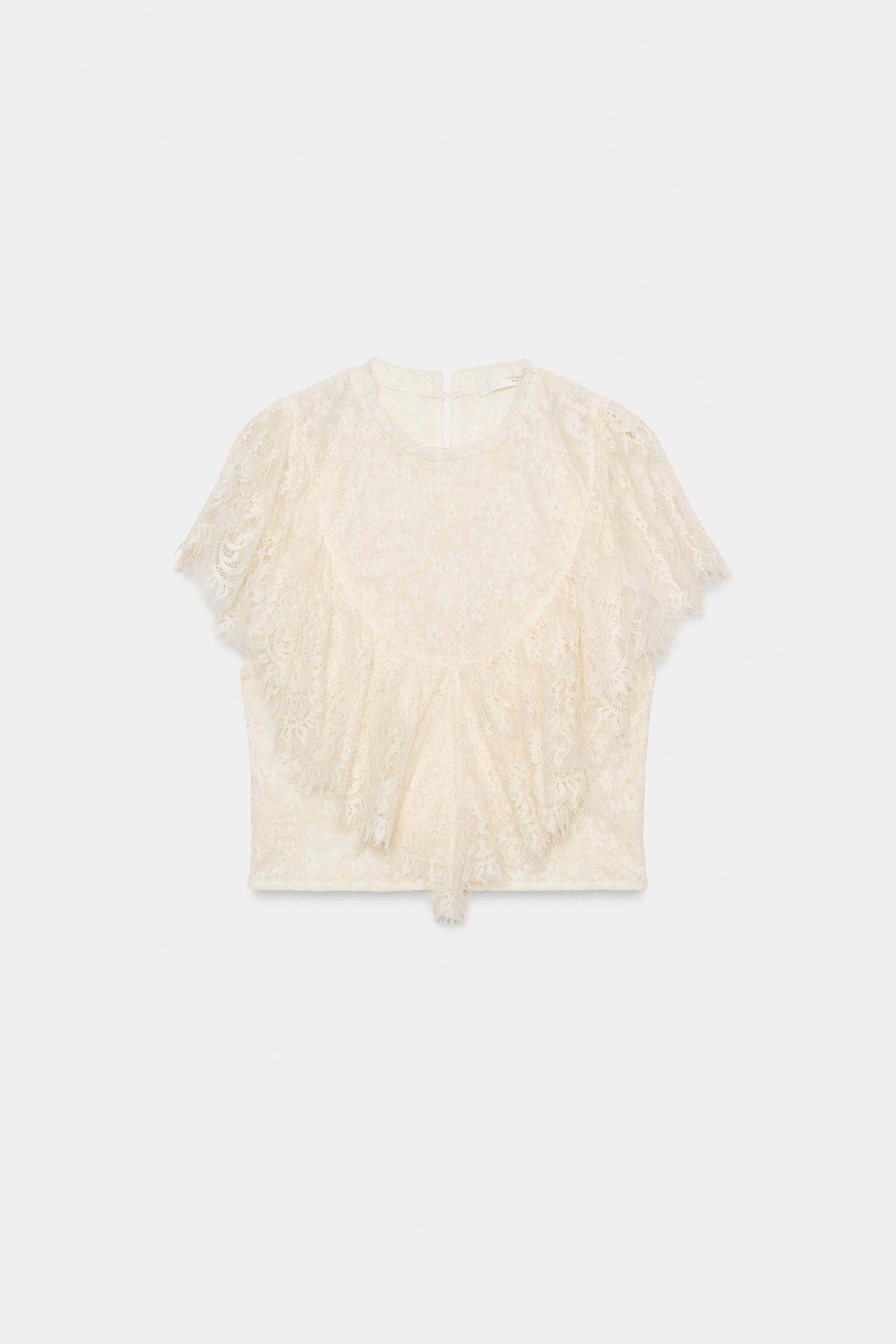 Model height: 178 cmRound neck, short-sleeve top. Features matching ruffle trim detail, a straigh... | Zara UK