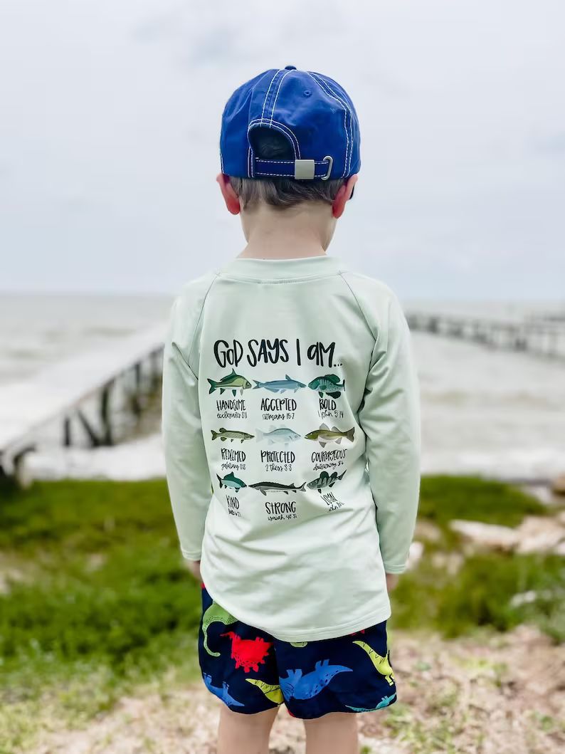 God Says I Am Fishing Shirt Boys Swim Shirt Boys Rash Guard - Etsy | Etsy (US)