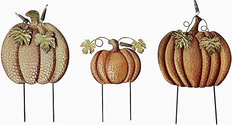 Amazon.com : Clovers Garden Halloween Fall Outdoor Yard Decorations Pumpkin Metal Yard Signs with... | Amazon (US)