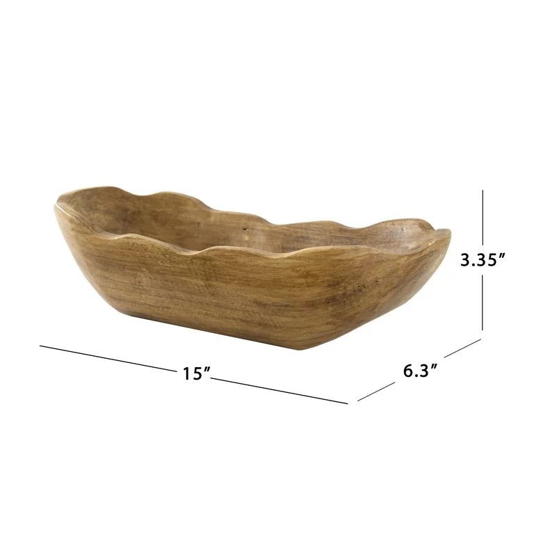 Better Homes & Gardens Indoor Carved Mid-Tone Brown Wood Decorative Dough Bowl | Walmart (US)