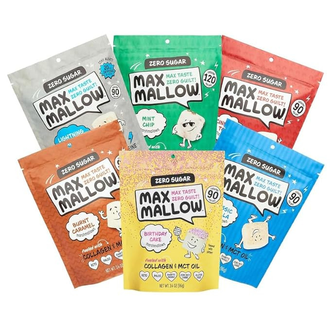 Know Brainer Max Mallow Variety Pack Guilt-Free & Zero Sugar Marshmallows - Low Carb, Zero Fat, G... | Amazon (US)
