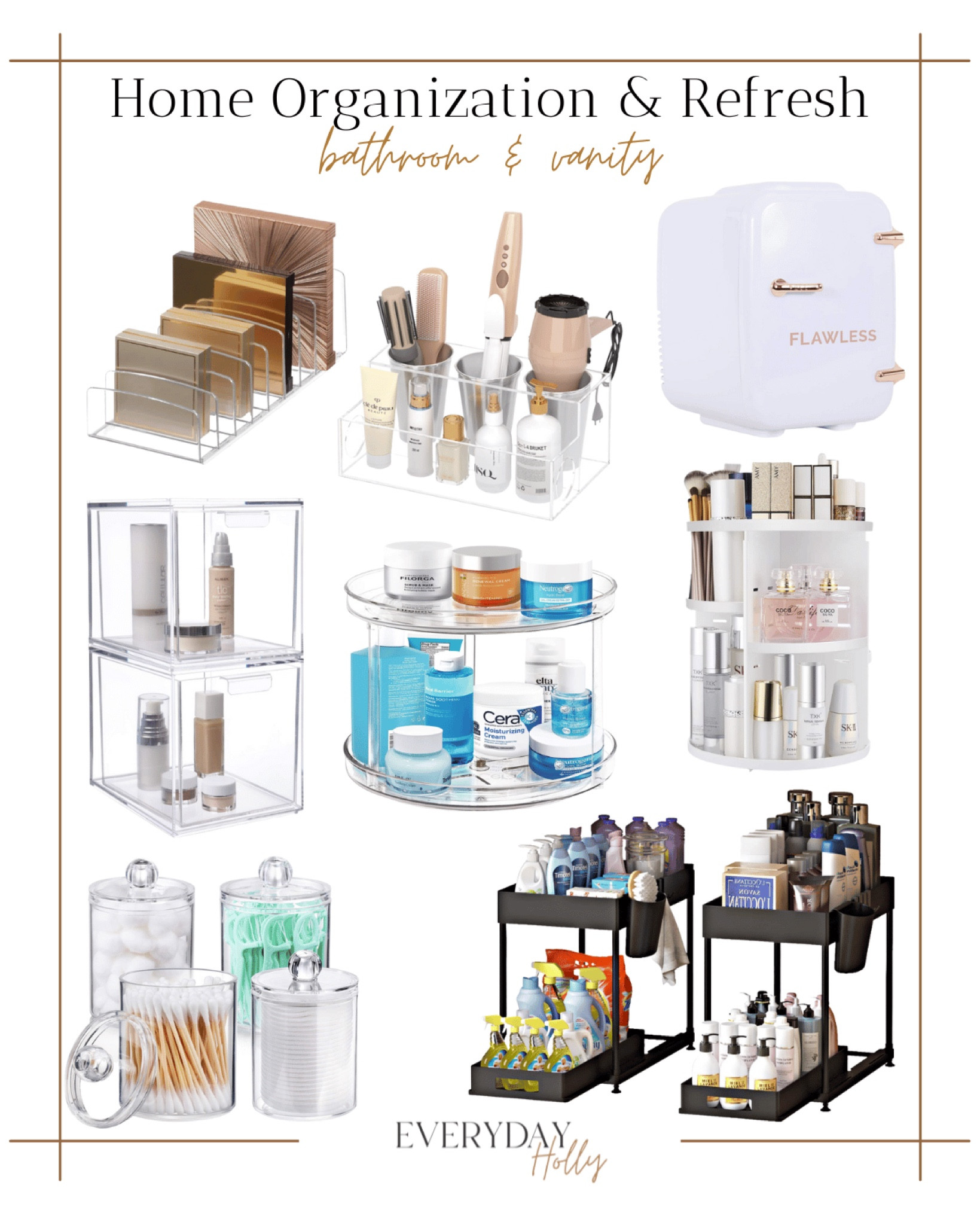 I organized my bathroom & vanity area, these items are ones I cannot live without!! 

organization | home organization | vanity | under sink organizer | cosmetic fridge | acrylic organizers | carousel 

#LTKhome #LTKunder50