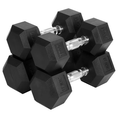 Hex Dumbbells with Non-Slip Grip - Rubber & PEV Coated Free Weights, Anti-Roll Design for Home Gym & Unisex Strength Training Equipment | Target