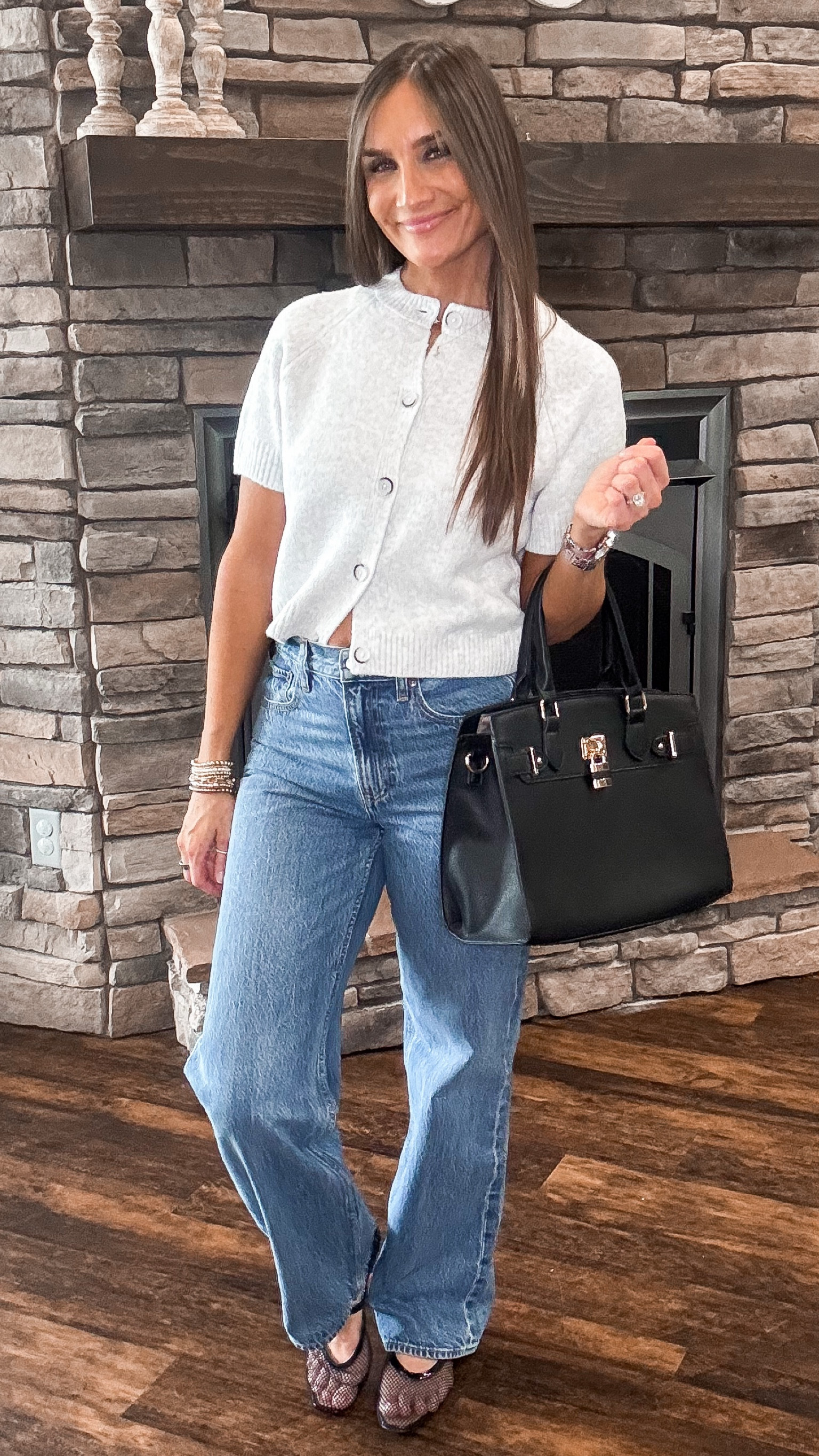 Short sleeve cardi, target sweater, target find, wide leg jeans, designer look for less bag, black mesh flats

#LTKFindsUnder50 #LTKSaleAlert #LTKStyleTip