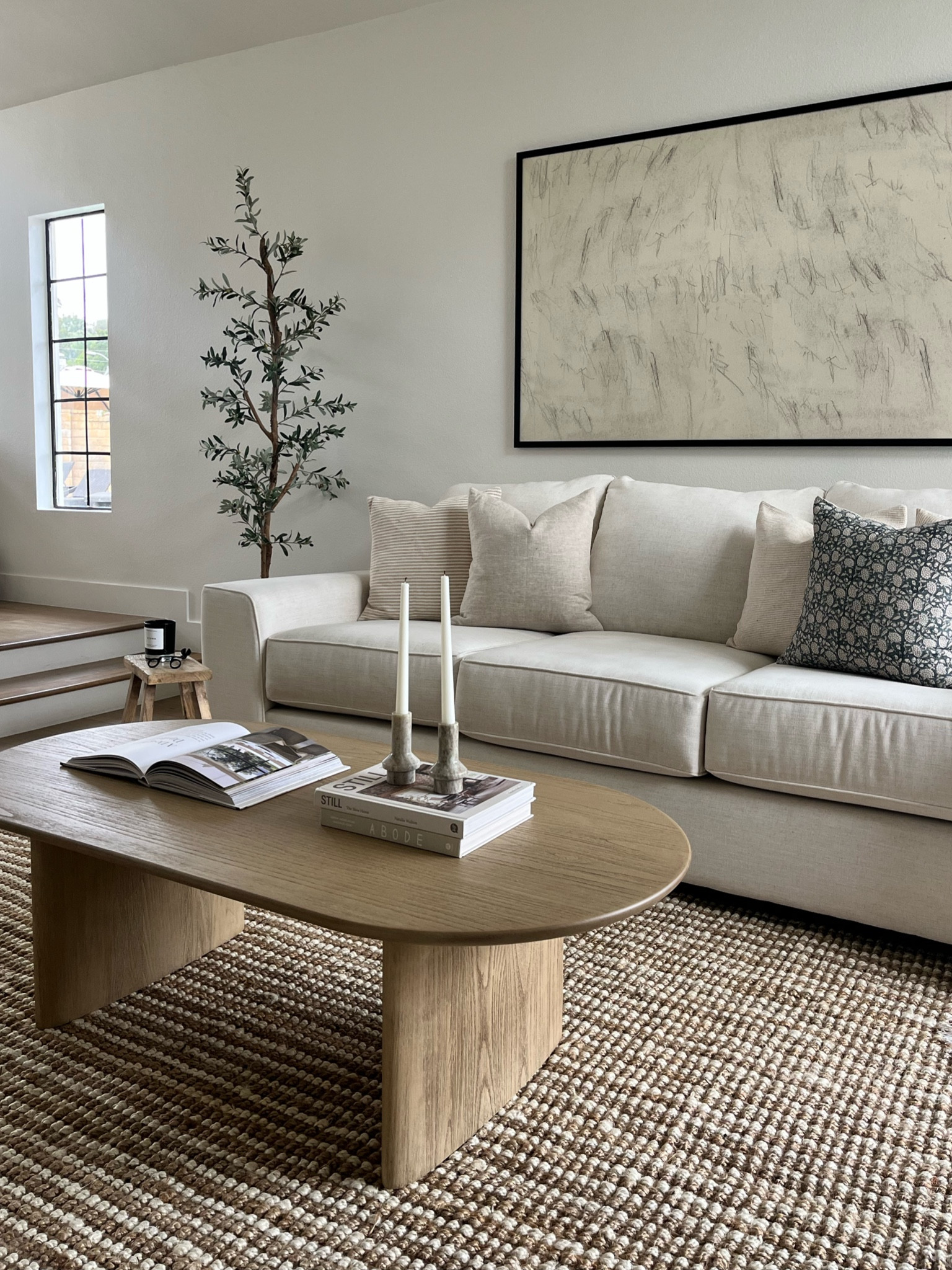 Neutral Jute rug, living room 