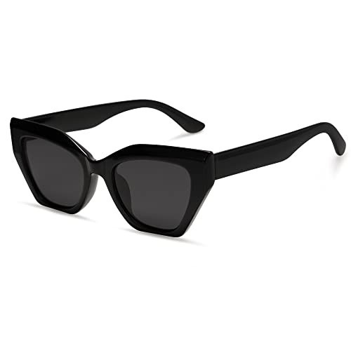 SOJOS Square Cat Eye Polarized Sunglasses for Women Retro Classic Vintage Trendy Cateye Shades Sunnies Gafas de sole SJ2235 Black | Amazon (US)