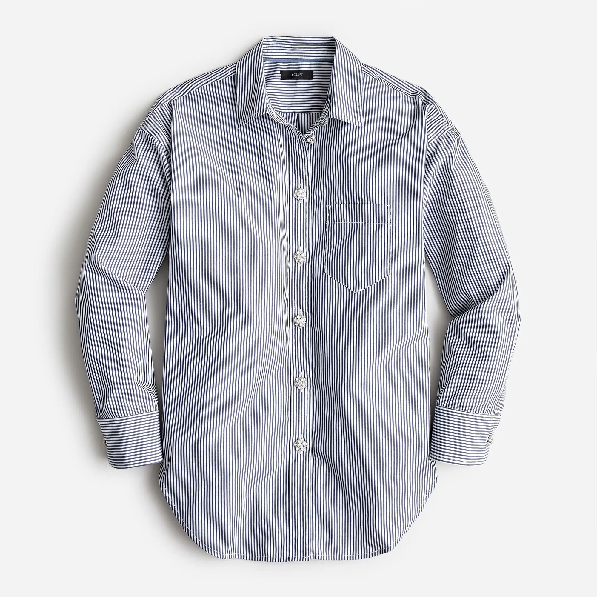 Relaxed-fit button-up shirt with jewel buttons in stripe | J.Crew US