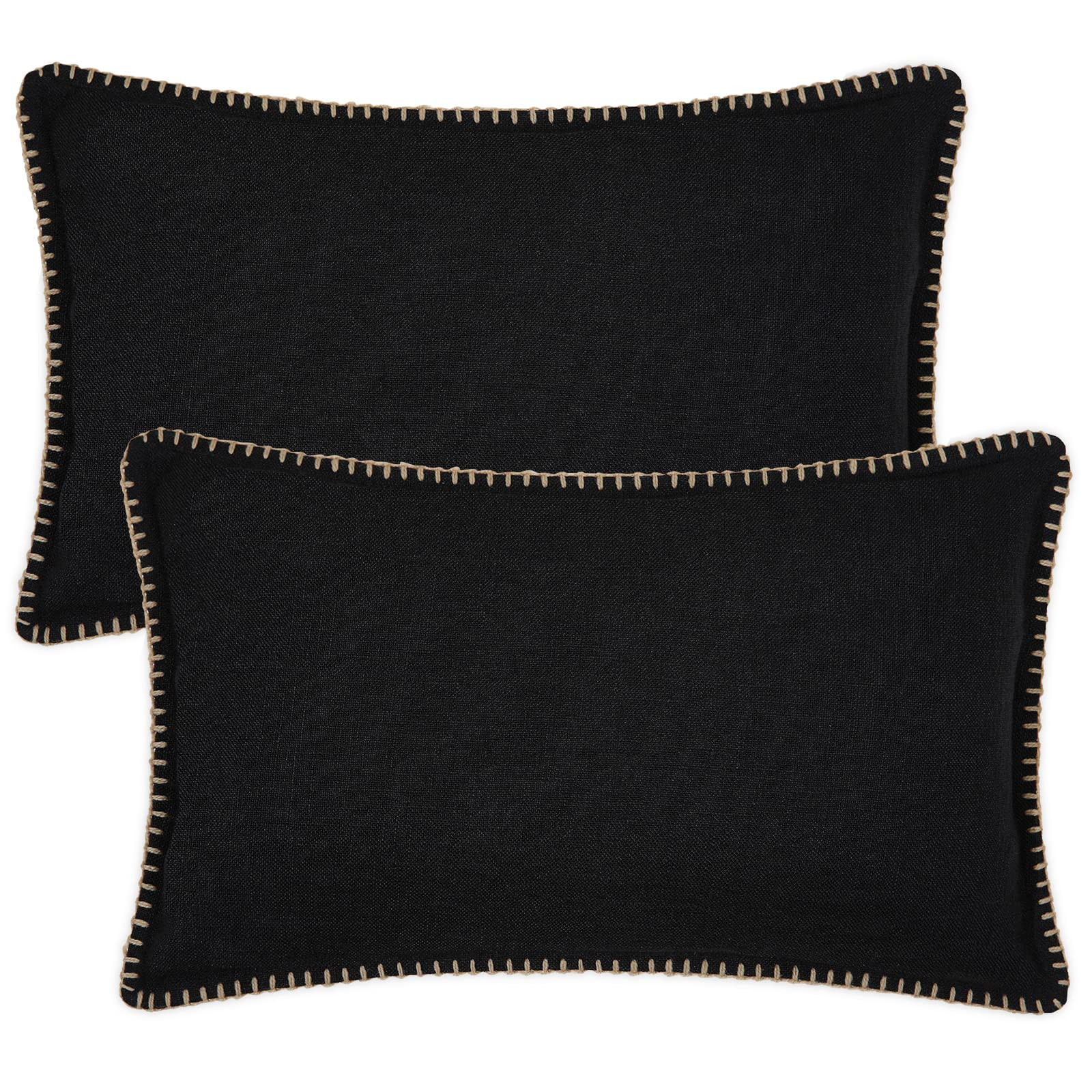 decorUhome Decorative Outdoor Throw Pillow Covers 12x20 Set of 2, Lumbar Linen Rustic Neutral Far... | Amazon (US)