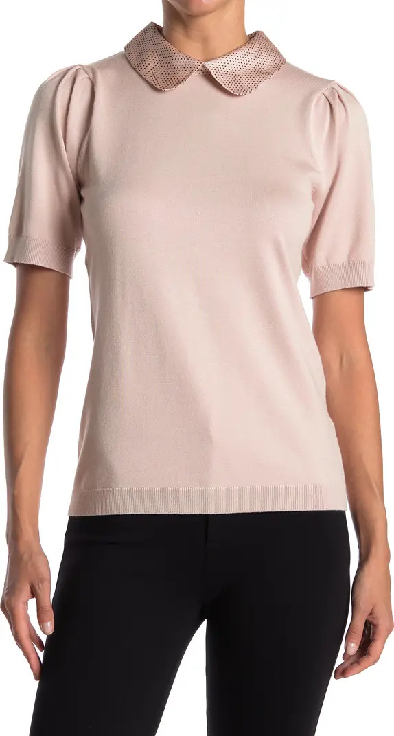 Hammered Satin Collar Short Sleeve Sweater | Nordstrom Rack