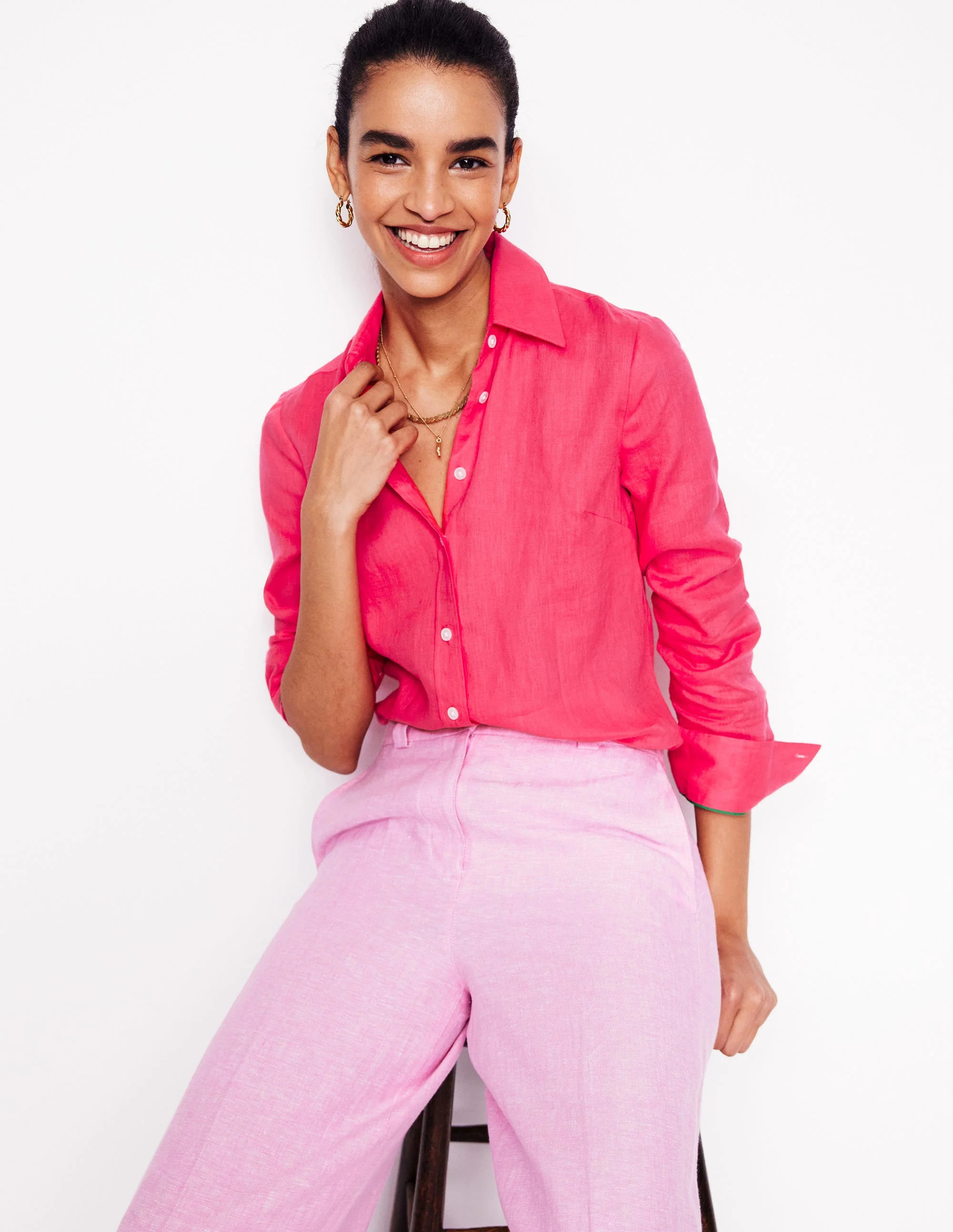 Sienna Linen Shirt-Camelia Pink | Boden (US)