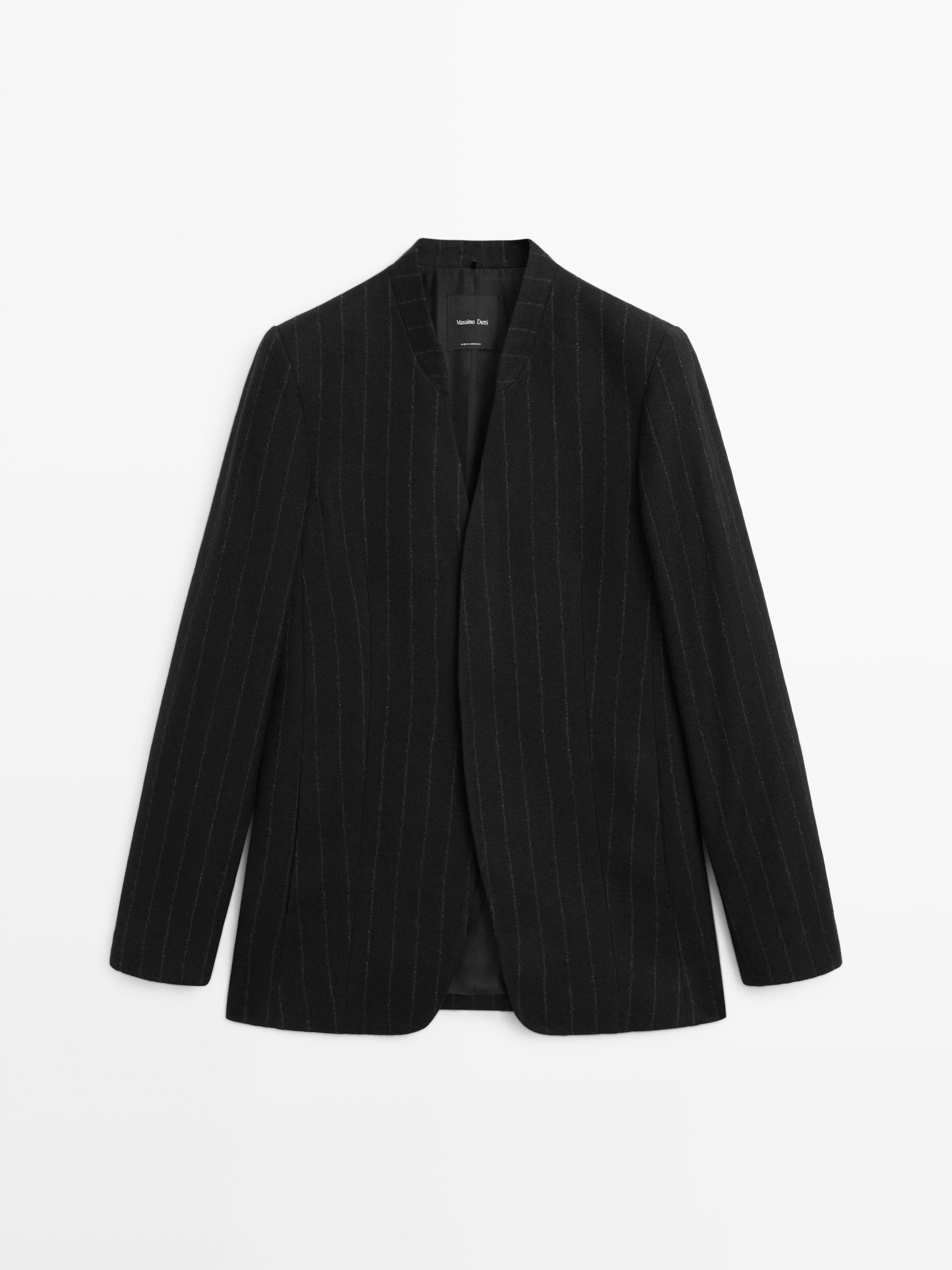 Blazer ohne Revers mit Nadelstreifen | Massimo Dutti DE