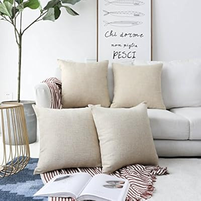 Home Brilliant Decorative Throw Pillow Covers Lined Linen Square Pillow Covers for Couch Sofa, Se... | Amazon (US)