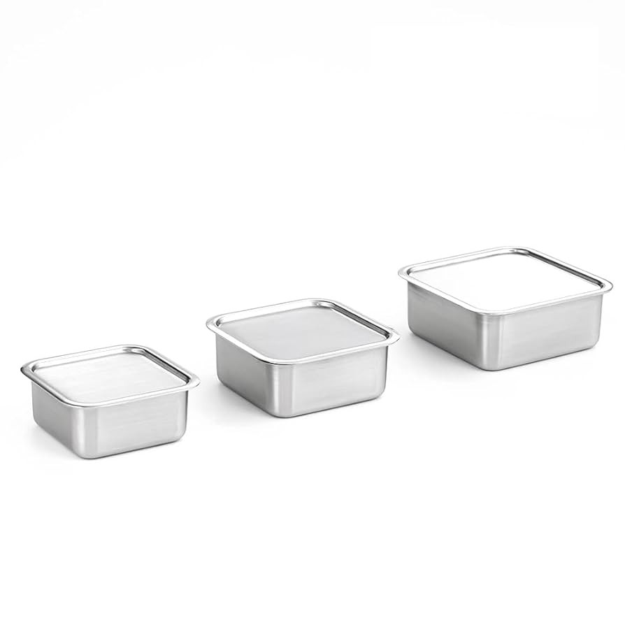 CuBE Low 3PCS Set Stainless Steel Food Storage Containers With Lids and 3 Net Kitchen Appliances ... | Amazon (US)