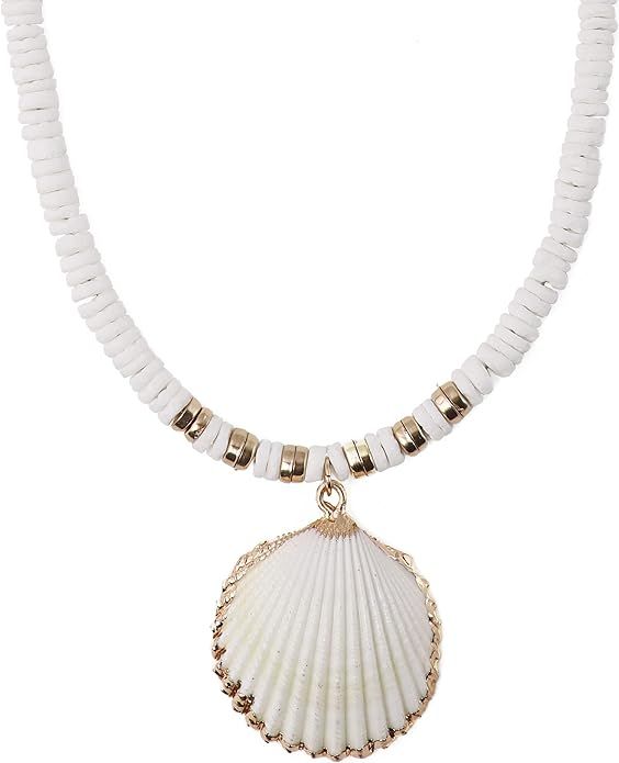 Boho Hippie Summer Cowrie Shell Seashell Necklace Statement Beach Jewelry for Women | Amazon (US)