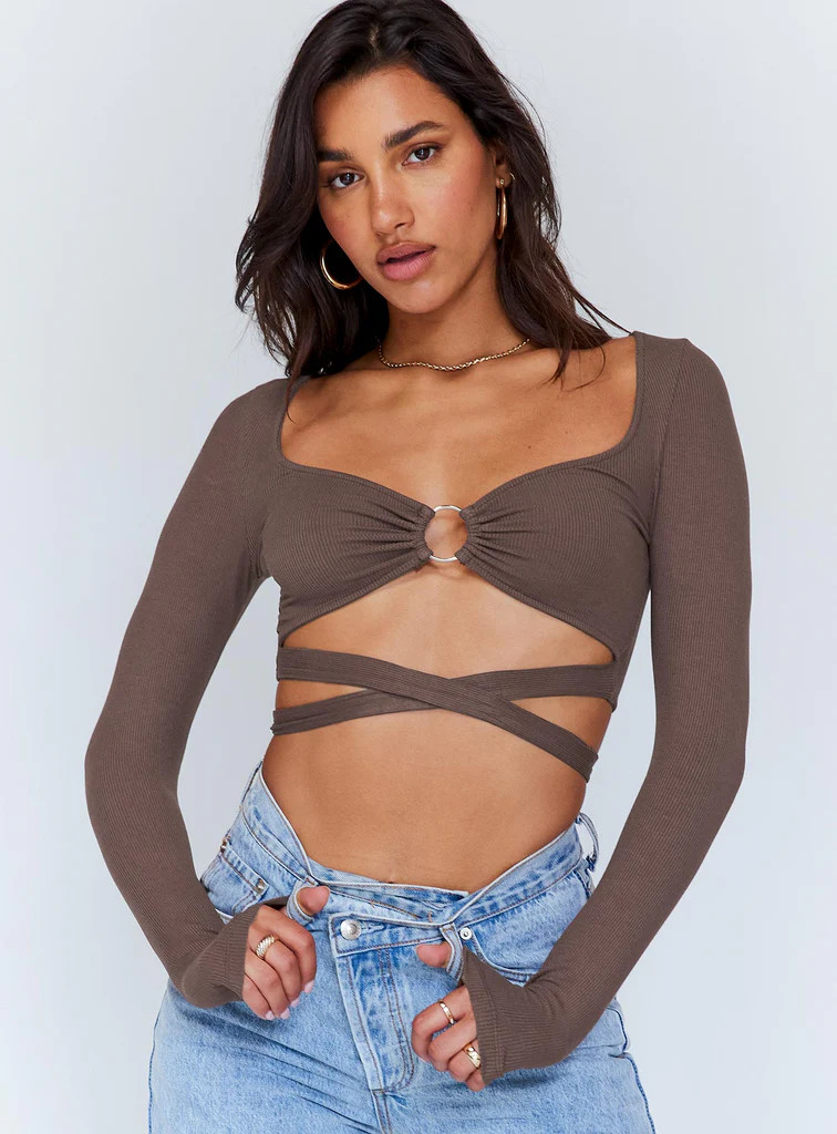 Corey Long Sleeve Top Brown | Princess Polly US