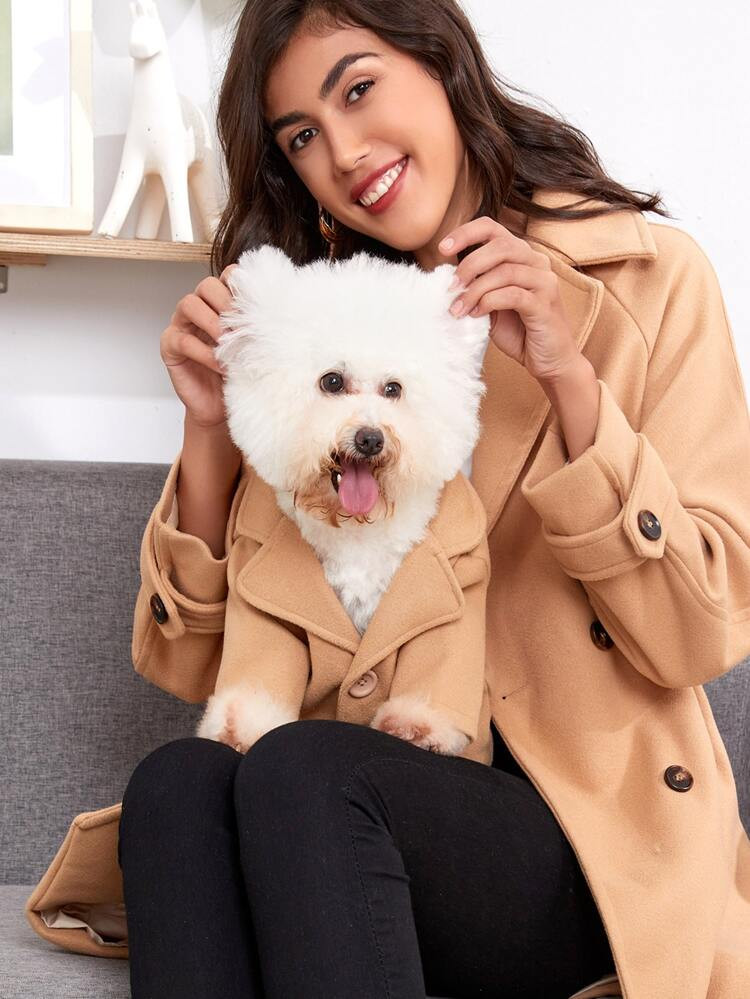 PETSIN 1pc Single Breasted Lapel Collar Dog Overcoat | SHEIN