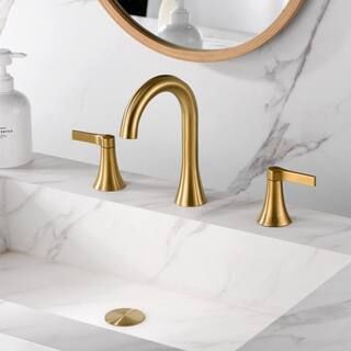 LUXIER Contemporary 8 in. Widespread Double Handle Bathroom Faucet with Pop-Up Drain in Brushed G... | The Home Depot