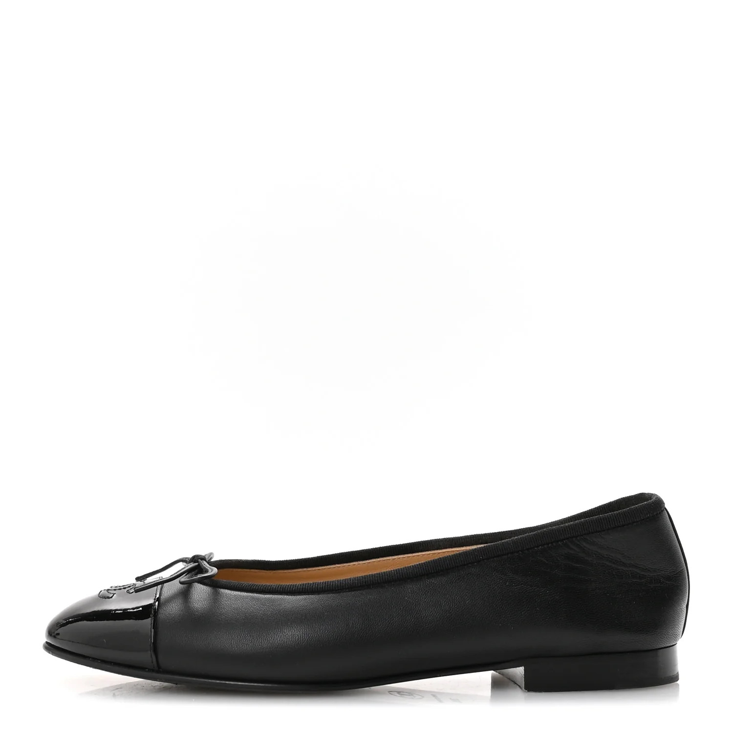 Lambskin Patent Cap Toe Ballerina Flats 39.5 Black | FASHIONPHILE (US)