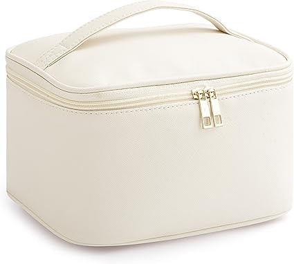 HBlife Travel Makeup Bag Portable Cute Leather Cosmetic Bag Large Make Up Bag Makeup Case Organiz... | Amazon (US)