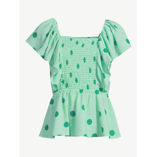 Scoop Women's Peplum Top with Flutter Sleeves - Walmart.com | Walmart (US)