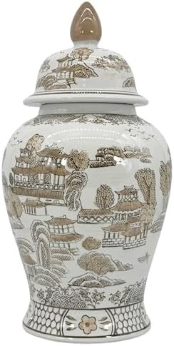 Galt International Brown & White Floral Chinoiserie Ceramic Temple Jar 18" w/Lid - Ginger Jar Hom... | Amazon (CA)