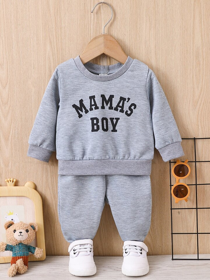 Baby Boy Letter Graphic Pullover & Sweatpants | SHEIN