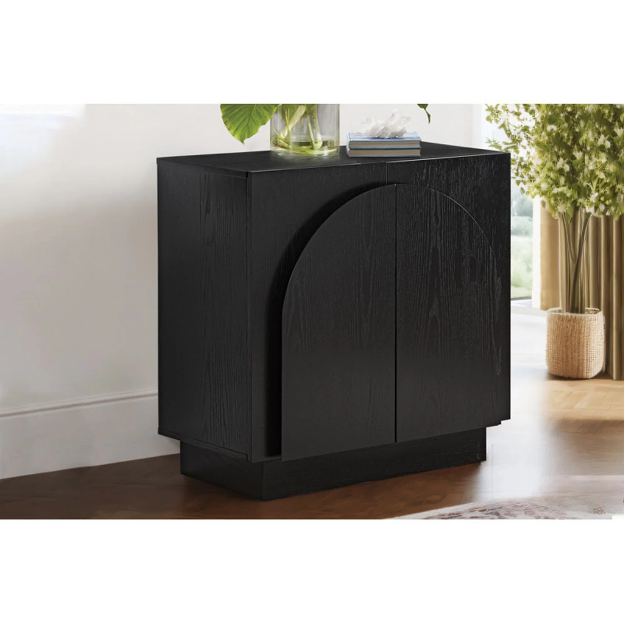 Mid-Century Modern Sideboard Buffet, Living Room Wood Storage Cabinet With Arched Cabinet Doors, Brown Credenza Cabinet For Kitchen Or Living Room, Br | Wayfair North America