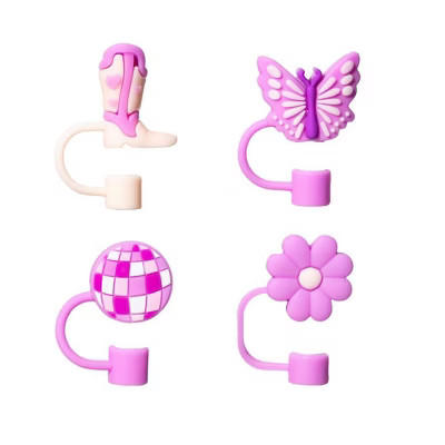 CharCharms 4pk Girly Straw Toppers | Target
