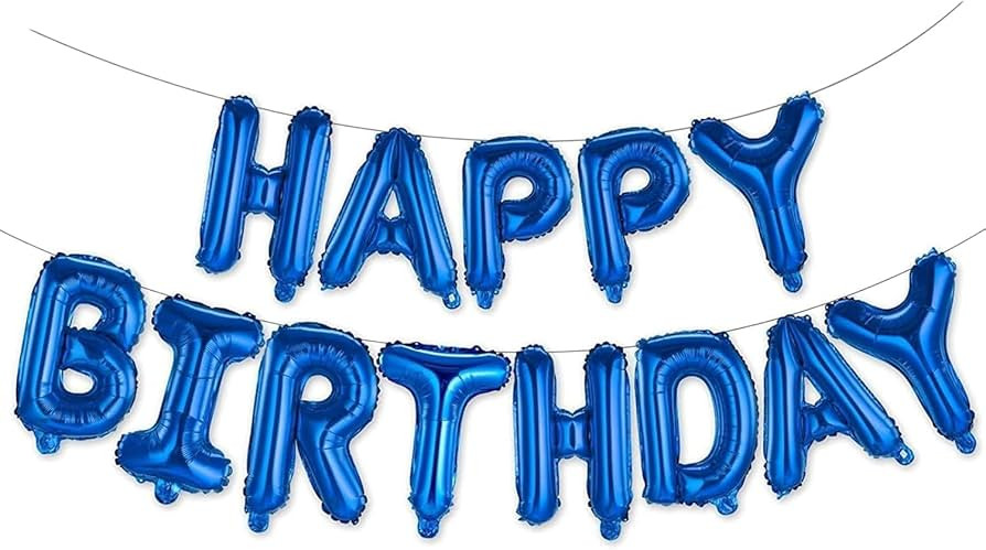 Happy Birthday Balloons Banner Blue 16 Inch Mylar Foil Letters | Amazon (US)