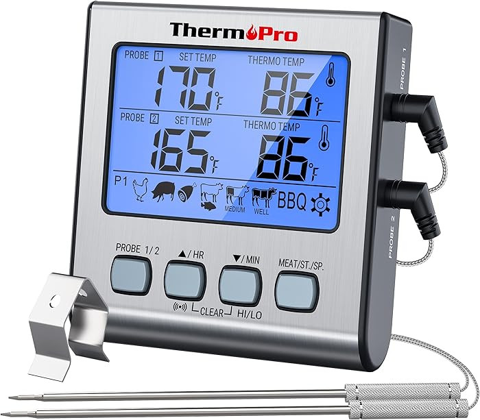 ThermoPro TP17 Dual Probe Digital Cooking Meat Thermometer Large LCD Backlight Food Grill Thermom... | Amazon (US)