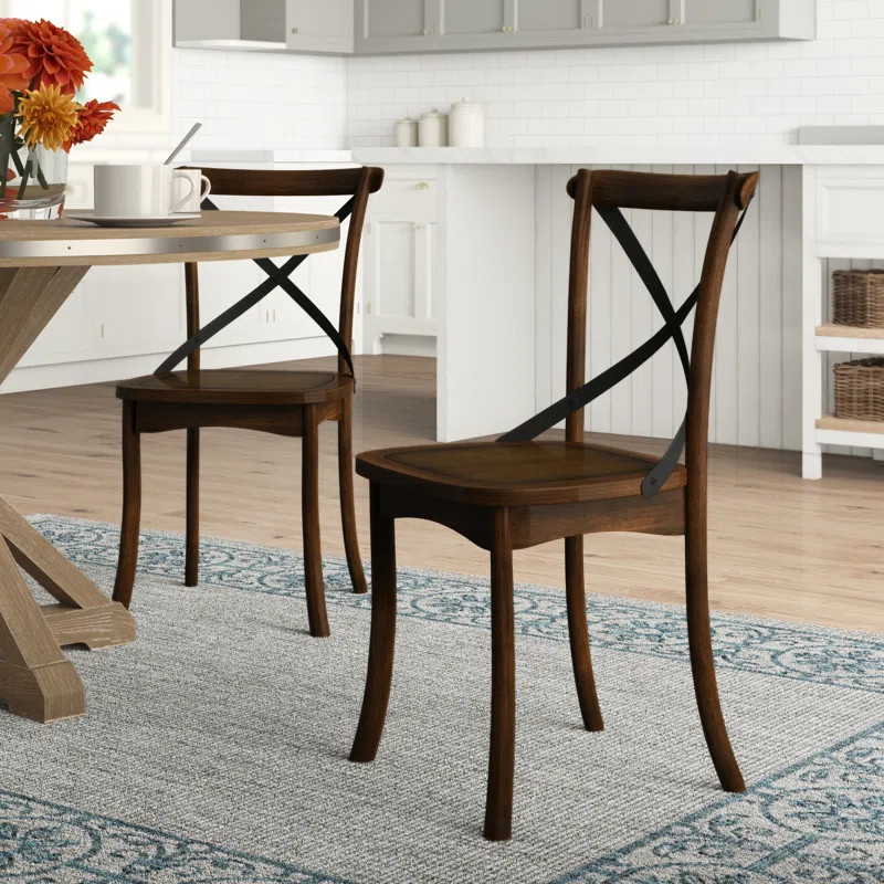 Aguon Cross Back Side Chair in Burnished Oak (Set of 2) | Wayfair North America