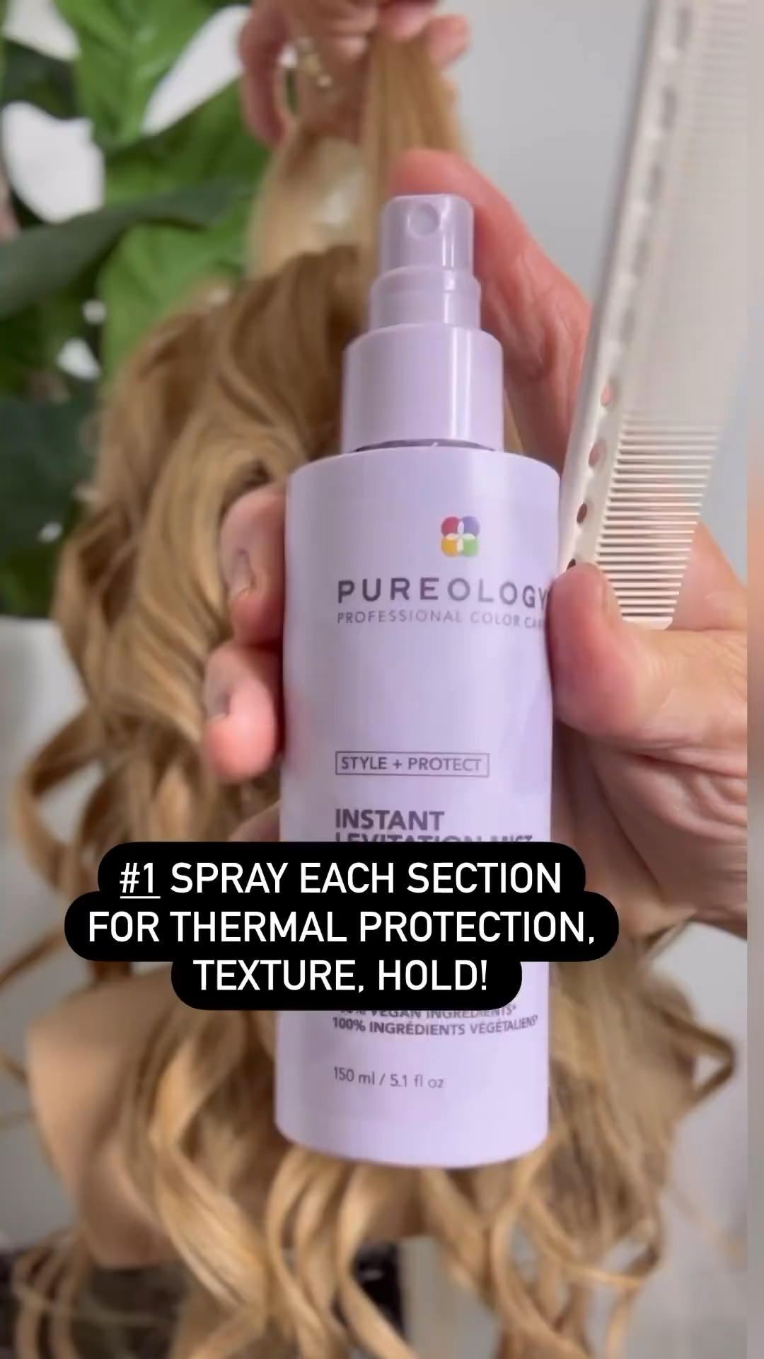 For Extra body , volume , and hold , I’m using Pureology Style & Protect Instant Levitation Mist with both Thermal and Color Protection. And my extended barrel Nano Titanium Curling iron from BabylissPro . 

#LTKbeauty #LTKVideo #LTKstyletip