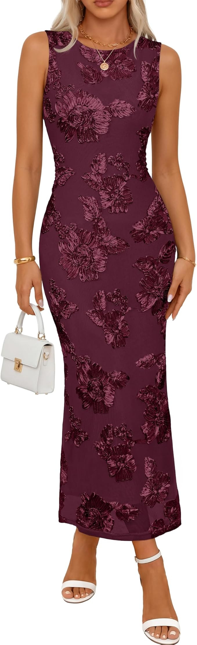 MEROKEETY Women's Floral Wedding Guest Bridal Shower Dress | Sleeveless, 2026 Summer Maxi Dress, ... | Amazon (US)