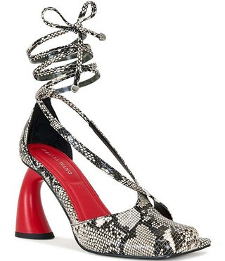 Buiky Snake Print Mismatched Ankle Wrap Partial Open Toe Pumps | Dillard's