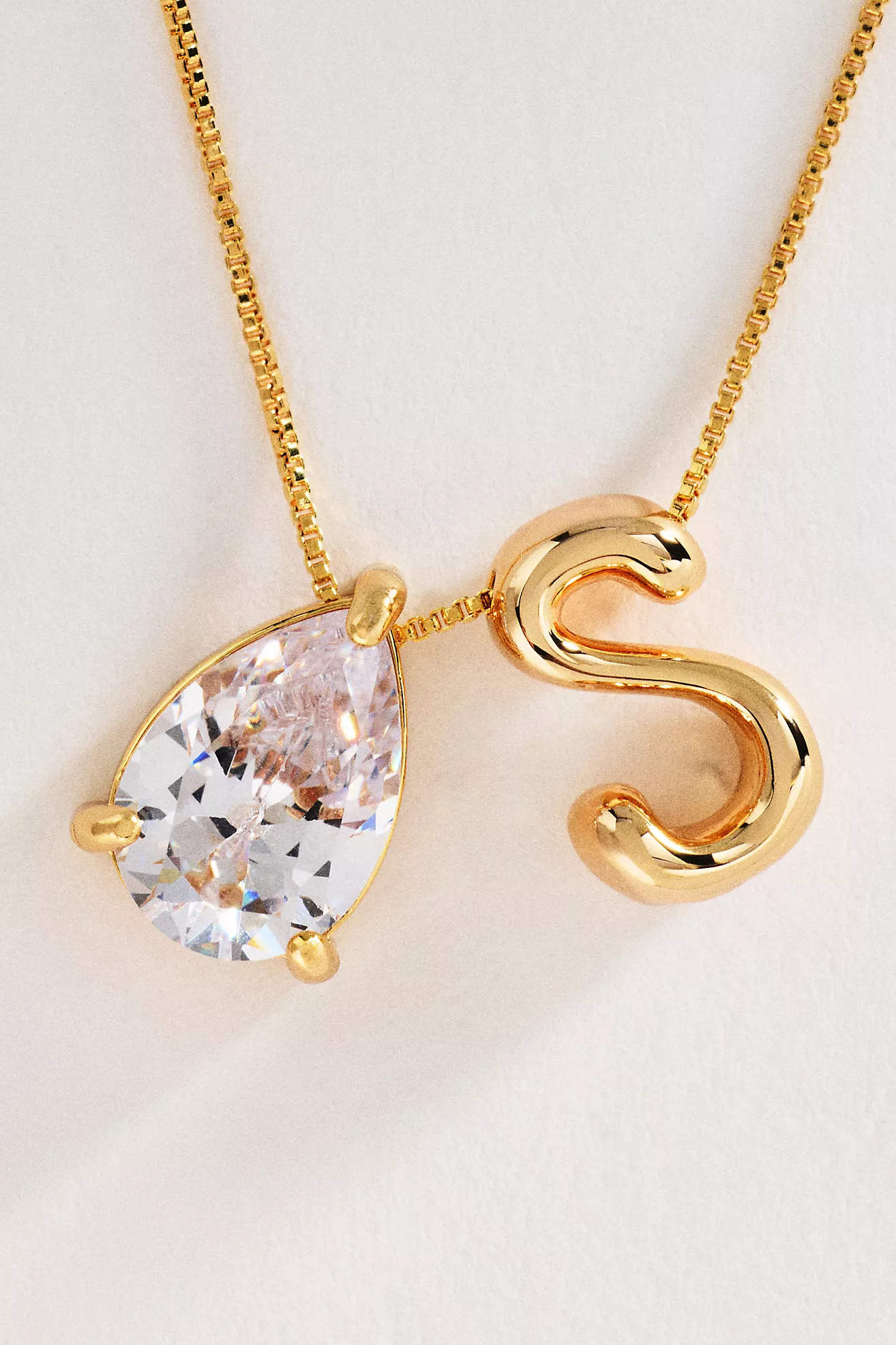 Initial Charm and Pear-Cut Stone Necklace | Anthropologie (US)