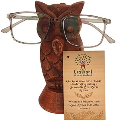 Owl Spectacle Holder Display Stand | Wood Hand Carved | Brown Color | Wooden Tabletop Countertop ... | Amazon (US)